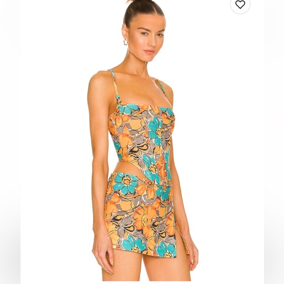 Miaou Micro Mini Skirt in Parisian Flower Orange - Picture 4 of 7